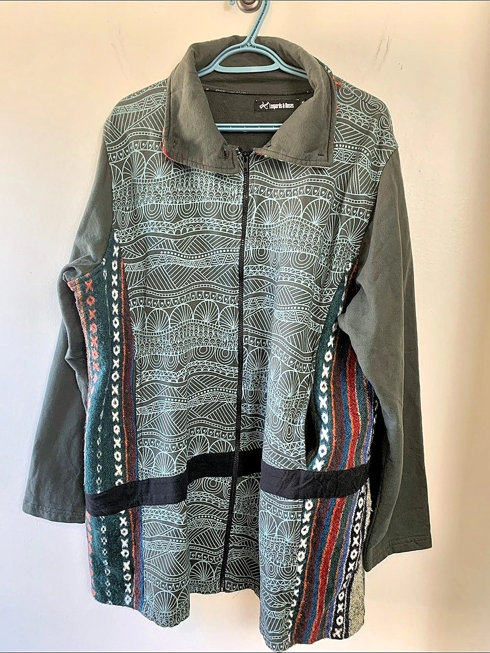 Leopards & Roses Unique Fall Jacket, Pockets, 100% Cotten, Lined
